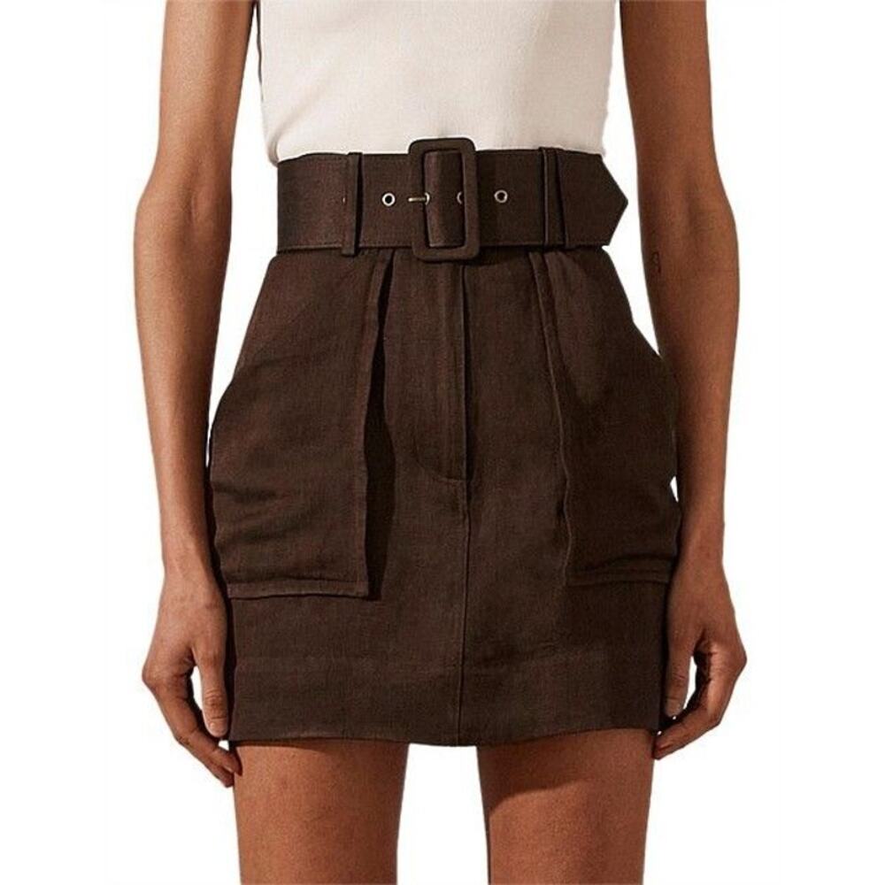 Shona Joy Ellington Mini Skirt in Brown US 6
